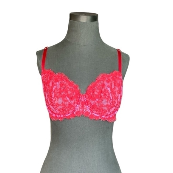 Women’s Bra Victoria’s Secret VERY SEXY Unlined Demi Pink Lace Bra Lingerie - Picture 3 of 7